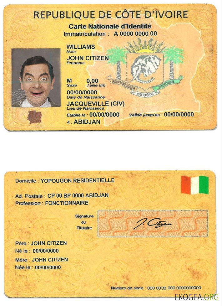 Carte d'identité de Côte d'Ivoire